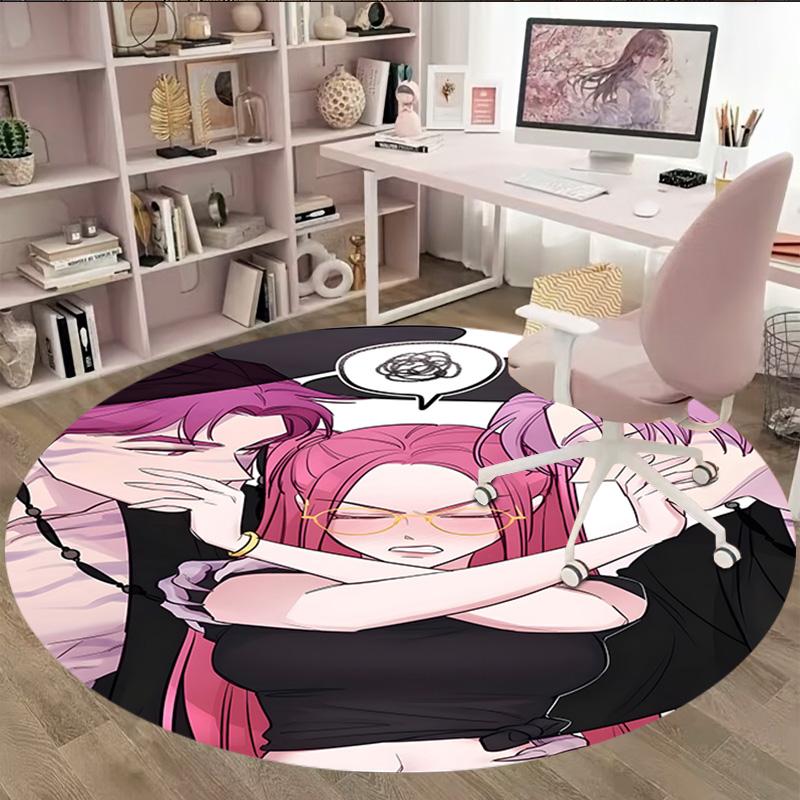 1pc KPop Demon Hunters27 Print Round Carpet Chair Round Carpet Suitable for Bedroom Living Room Home Decorative Carpet