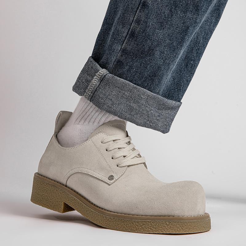 Tooling Derby Shoes Men's 2025 Original Design Big Head Shoes Men's Autumn Breathable British Style Thick-soled Heightening Casual Shoes