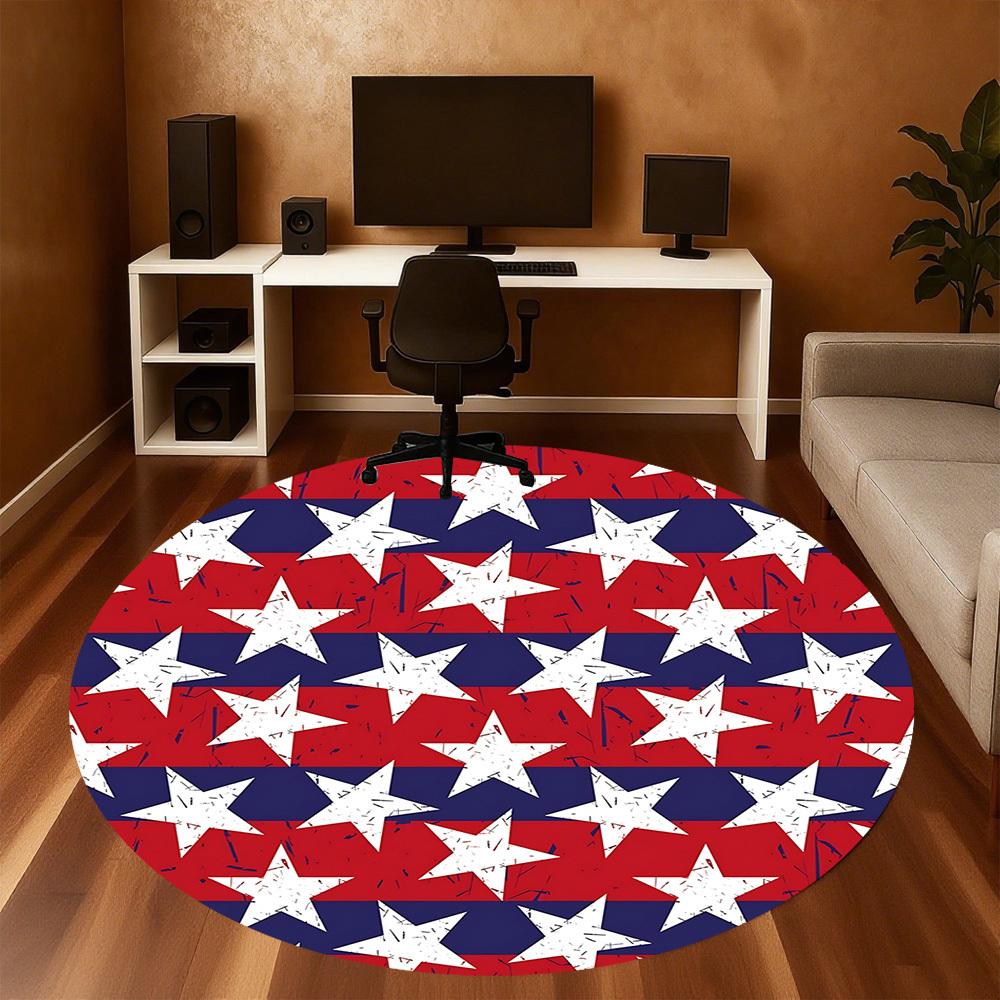 1pc Stars Flag Round Chair Mat Area Rug - Non-Slip, Floor Mat for Office, Bedroom, and Indoor Decor C1125658
