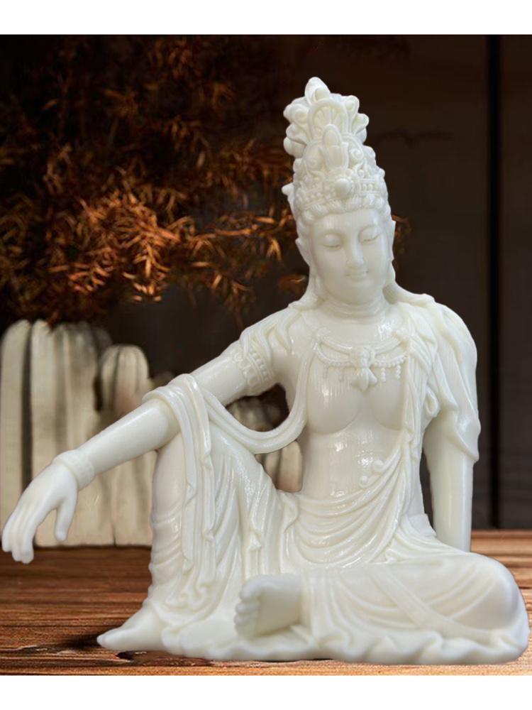 Sitting Meditation Guan Yin Buddha  Decorative Statue Buddhist Figures Home Living Room Office Wealth Luck Feng Shui Decor