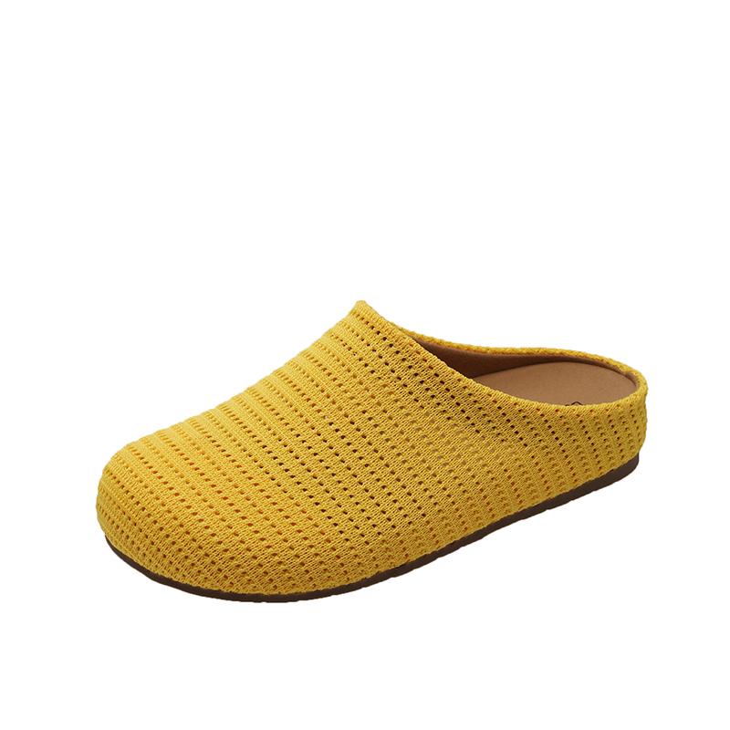 Fashion 2025 Summer Women Comfortable Casual Slip On House Slippers Ladies Hollow Out Backless Casual Loafers Walking Knit Shoes
