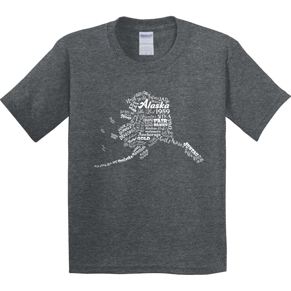 

Inktastic Alaska Word Salad- State Outline Youth T-Shirt Home Last Frontier Nome 120