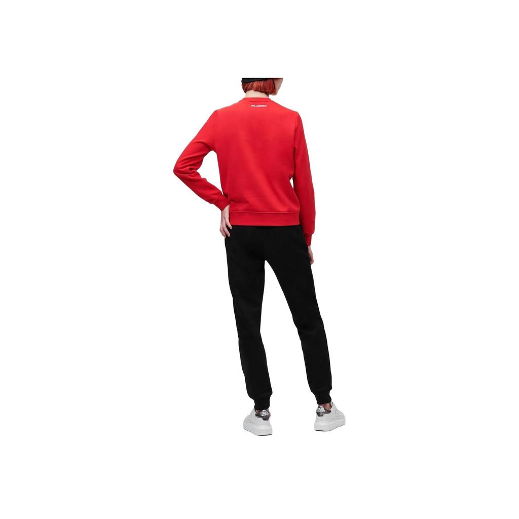 Karl Lagerfeld Urban Street Commuting Party Light Luxury Cartoon Print Round Neck Long Sleeve Pullover Sweatshirt Women sweatshirt Red 230W1809496