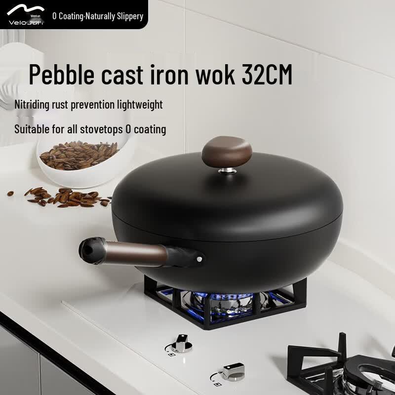 Velosan Non-stick Pebble Refined Iron Wok