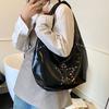 PU Hobo Bag Women's Fashion Shoulder Tote with Stud Detail Soft Texture Casual Everyday Handbag