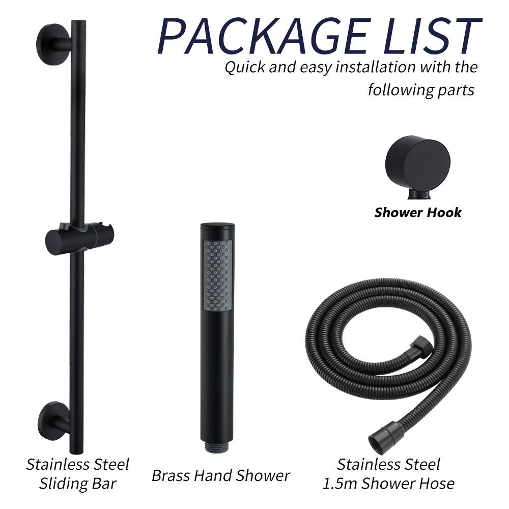 Solid Brass Hand Shower Head Set with Shower Rod and Hose Water Saving Hand Shower (Black,Stainless Steel) чёрный