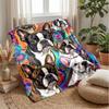 Vibrant Bulldog Art Theme Blanket Lightweight Warm Flannel Blanket Decorative Throw Blanket for Home Decoration