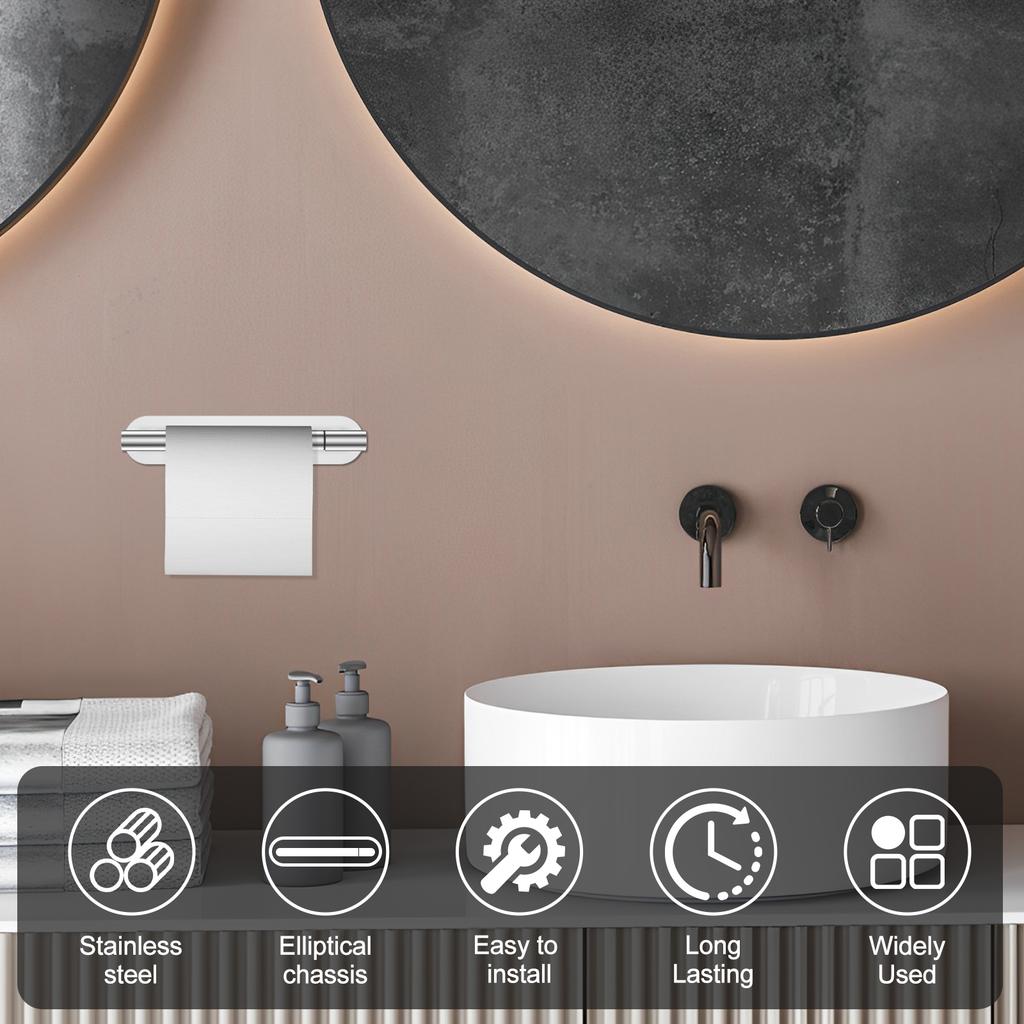 Stainless Steel Toilet Roll Holder Adhesive or Screw Wall Mount Toilet Paper Dispenser Bathroom Kitchen Roll Paper Toilet Holder