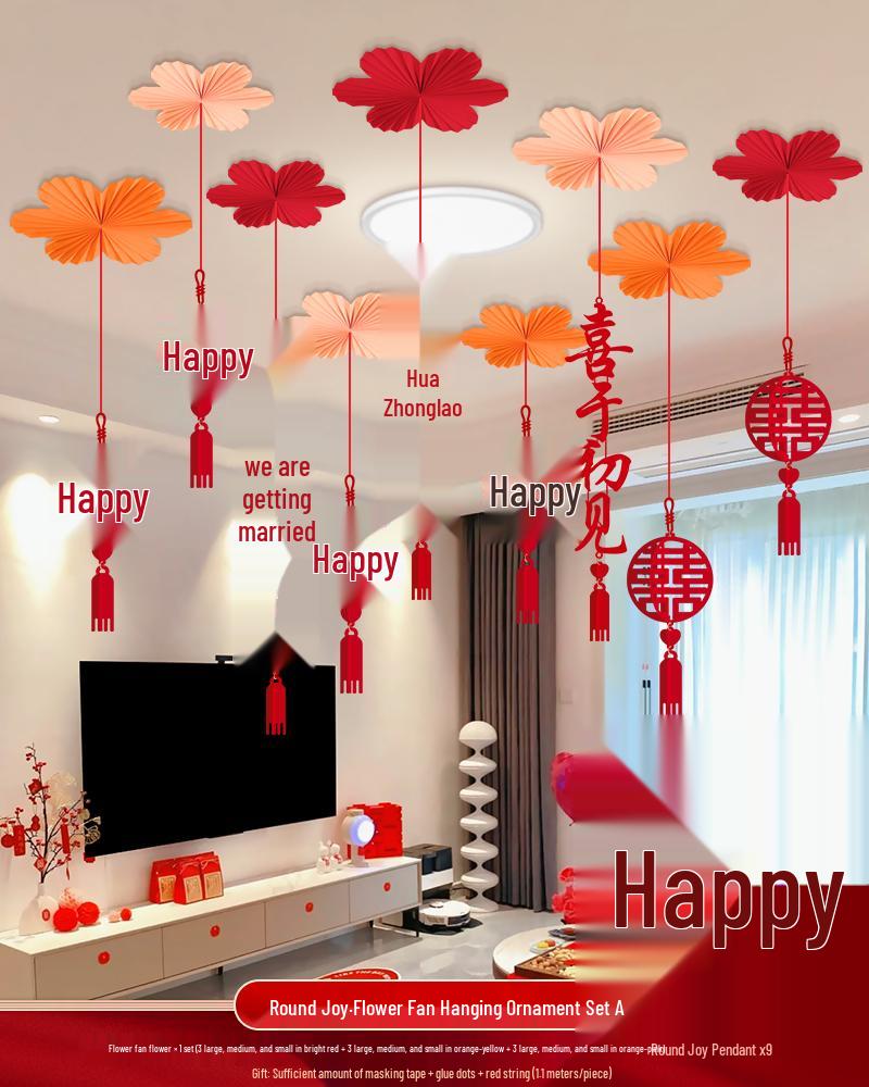 Ceiling Hanging Decorations: Wedding, Living Room, Bedroom, Boudoir Pendants & Fan Floral Ornaments
