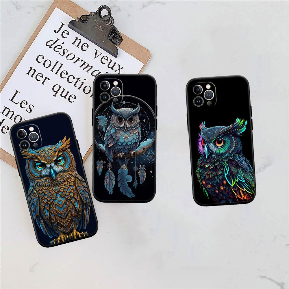 LO20 Cartoon Art Owl Soft Shell Phone Case for Redmi Note 13 14 Pro+ Plus A3 A3X 13X 13C 13R 14S 14C 14R