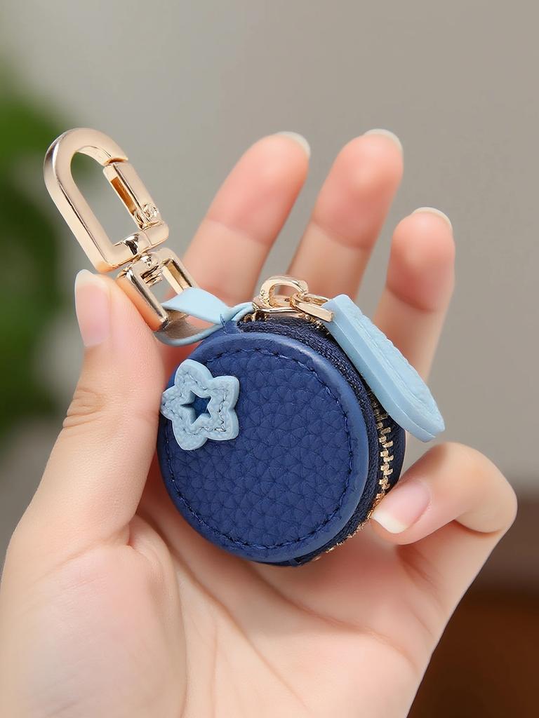 Mehrteiliges Set - Mini süßer Blaubeer-Frucht-Anhänger Münzbeutel Schlüsselanhänger Anhänger Mode PU-Leder-Anhänger Kleine Tasche Geschenk für Frauen
