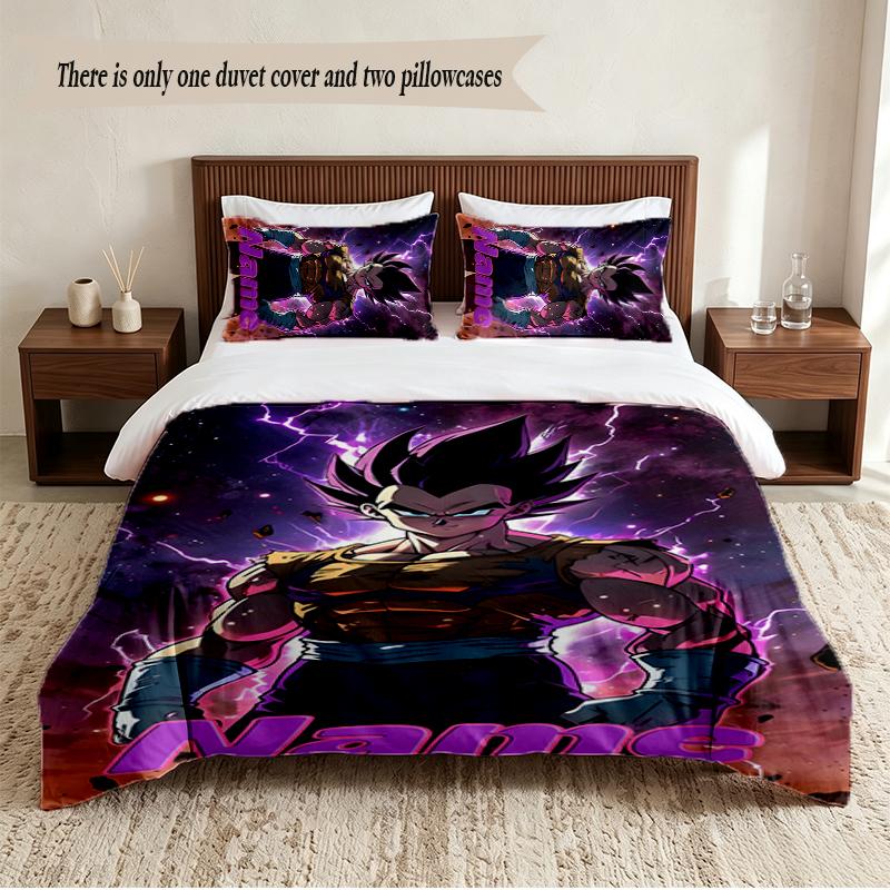 Set Biancheria da Letto Personalizzato con Nome Vegeta 3 Pezzi Morbido Set Copripiumino Per Camera da Letto Decorazione Casa