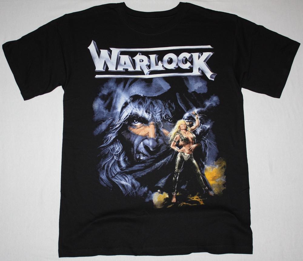Warlock band РЕТРО Футболка Черный Хлопок Все Размеры от S до 5XL S