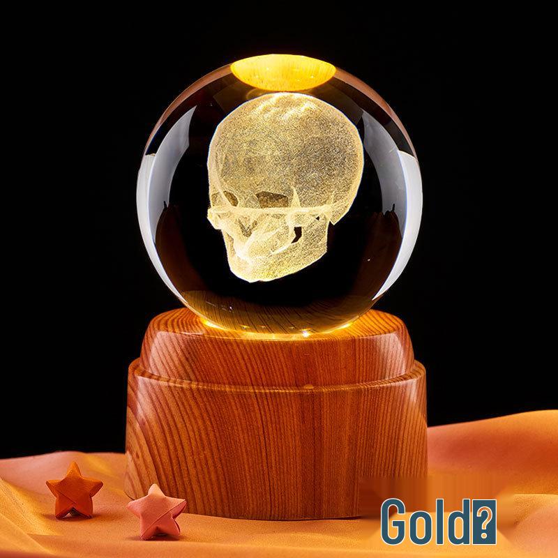Skull Bluetooth Stand with Luminous Crystal Ball Night Light Decoration