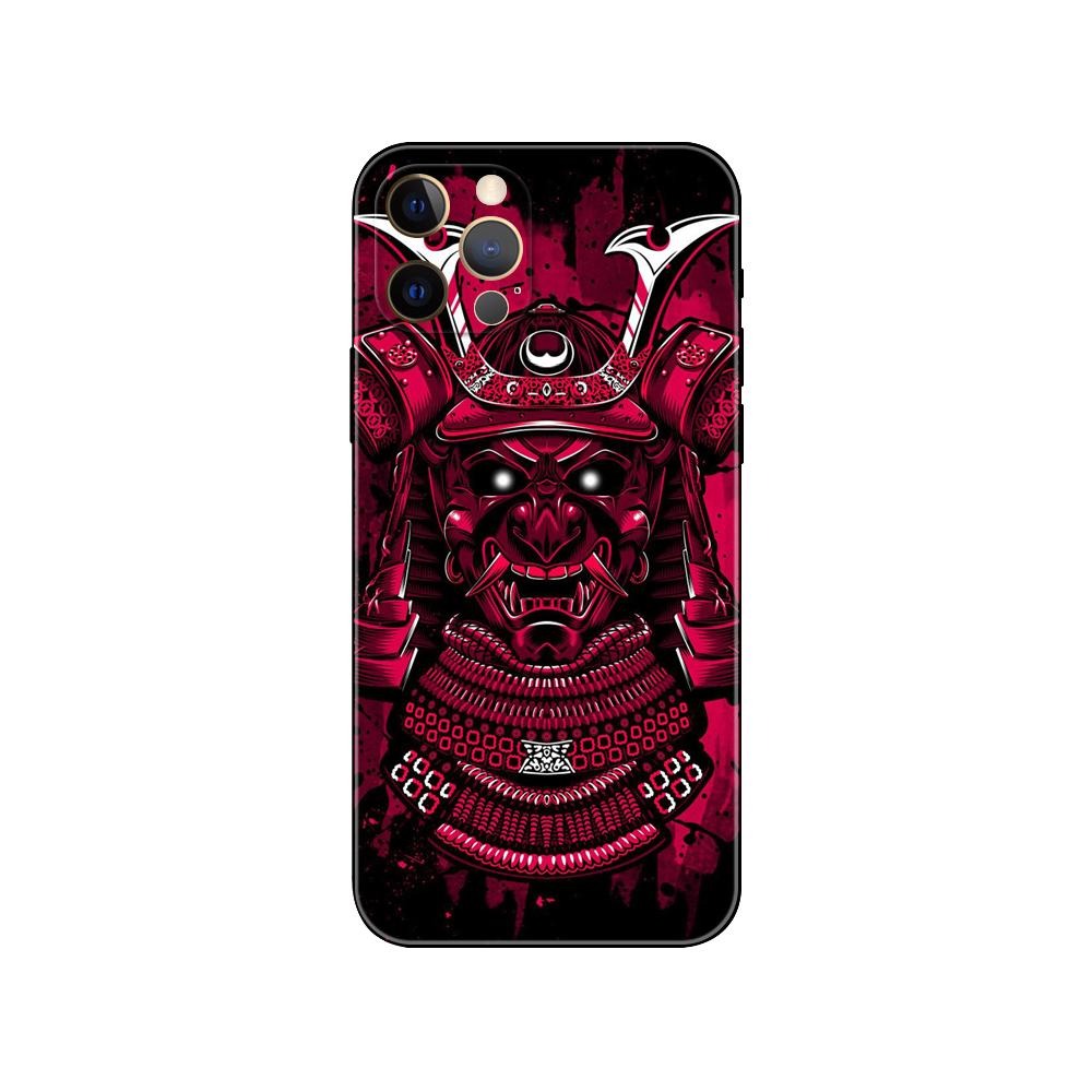 Japanische Samurai Oni Maske DIY Handyhülle für iPhone 5s 2020se 6s 7 8 Plus X 10 XR XS 11 12 13 mini pro MAX schwarze TPU Rückseite
