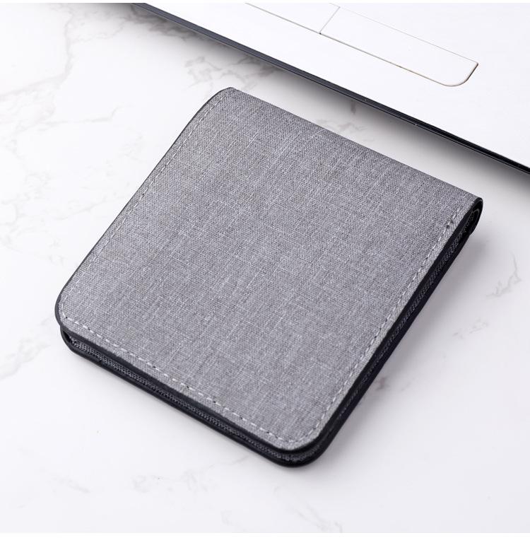 Men's Super Thin Canvas and Leather Zipper Wallet