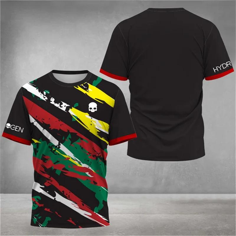 Fashion Color Striped 3D Print T Shirt For Men Outdoor Tennis Badminton Training Clothing Casual O-neck Short Sleeve Loose Tops