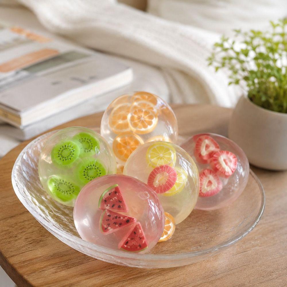 Strawberry Fruit Coconut Balls Squeeze Toy Watermelon Squishy Pearl Squishy Toy Home Decoration