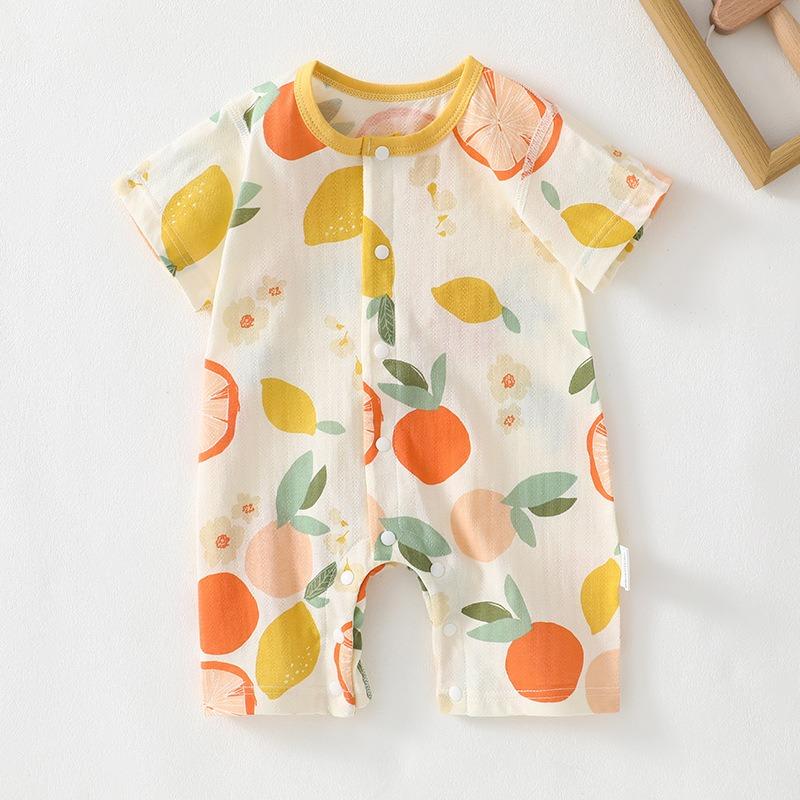 Tute in Cotone Traspirante per Neonati Tuta Estiva a Manica Corta per Neonato Bambino Bambina Tutine Morbide Monopezzo