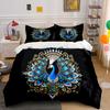 Peacock Design Decorative 3-Piece Set Soft Comfortable Duvet Cover Bedding Set Included 1*Duvet Cover & 2*Pillowcases, Gift