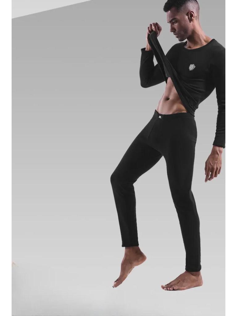 Herren Verdicktes Thermounterwäsche-Set, Plus Samt, Rundhals, Ideal für Herbst/Winter, Jugend Slim Fit, Baumwollpullover & Hose.