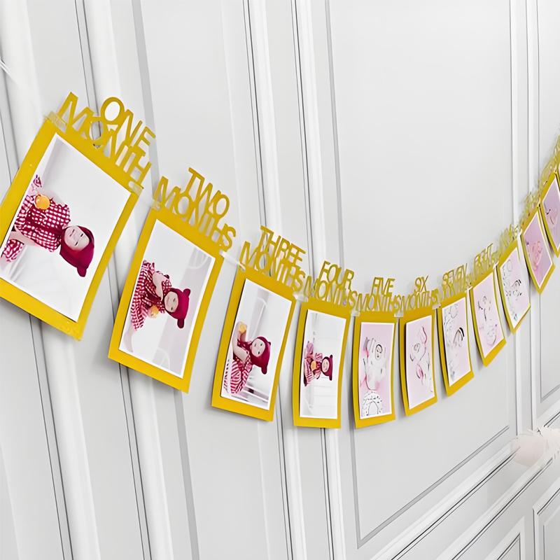 Infant Souvenirs One Year 12 Months Po Banner Baby Boy Girl 1 Year Birthday Party Decoration Garlands Newborn Pography