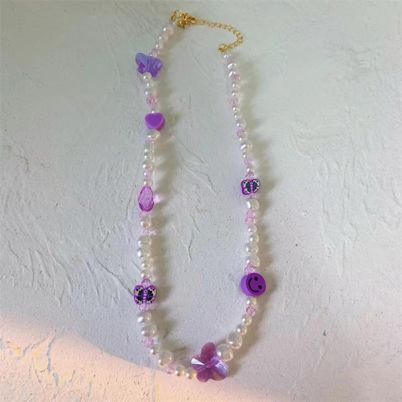 Candy-Colored Beaded Butterfly Necklace for Women - Sweet & Cute 2025 Clavicle Accessory