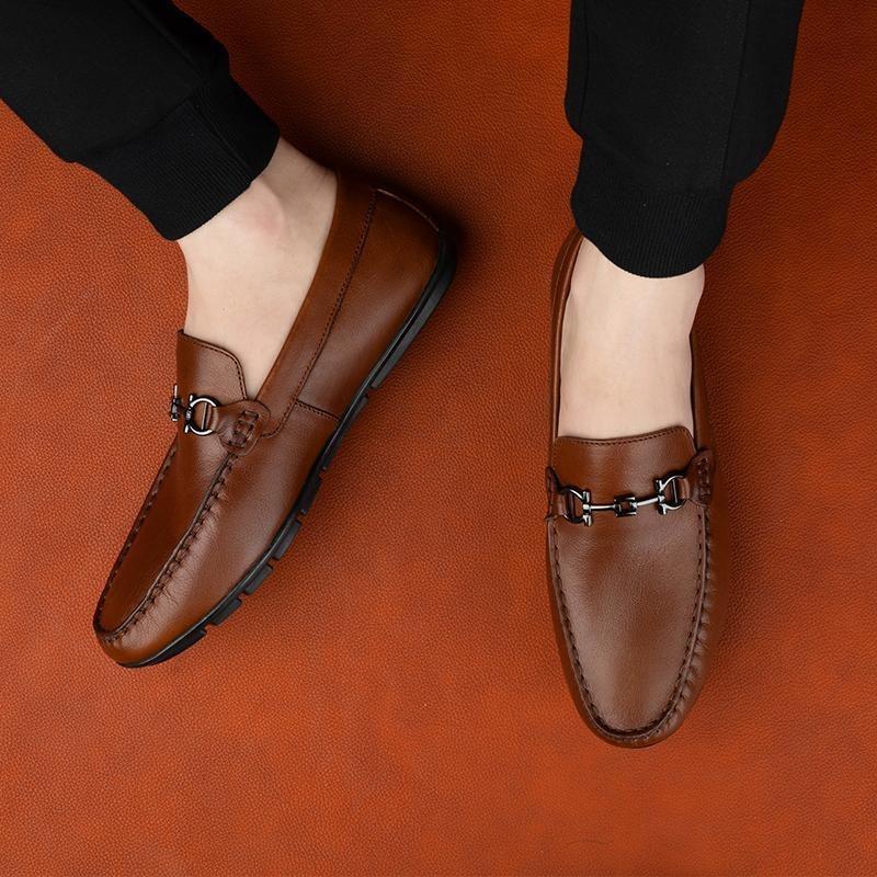 Bolu Ma Doudou Shoes Men's Leather Shoes Versatile Business Retro One Pedal Casual