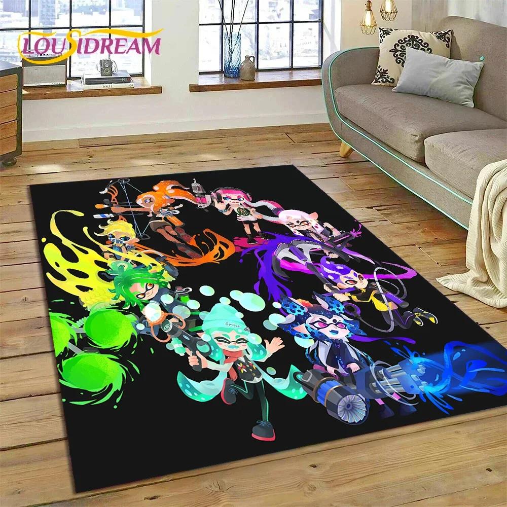 Splatoon3 PC Gamer Kreskówka Gra Dywanik do Sypialni Salonu Domu Dekoracja Sofy,Gra dla Dzieci Duży Dekor Mata Podłogowa Prezent