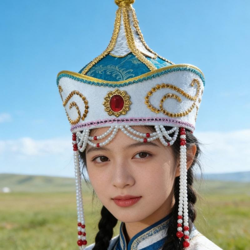 Traditional Mongolian Hat Breathable Fabric Headwear For Stage Shows And Cultural Event Stage Performances Accessory