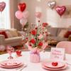 Red Artificial Tulip Flowers Compact For Table Centerpiece for Indoor Decoration Living Room and Dining For Table