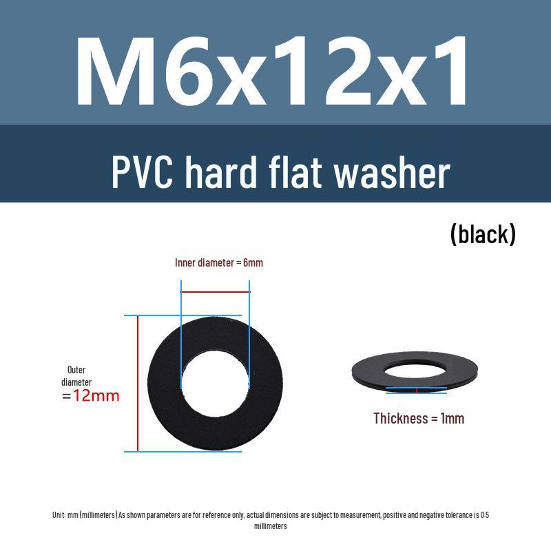 Yigu Black Nylon PVC Sealing Washer M4/M5: Thick, Insulating Plastic for Screws