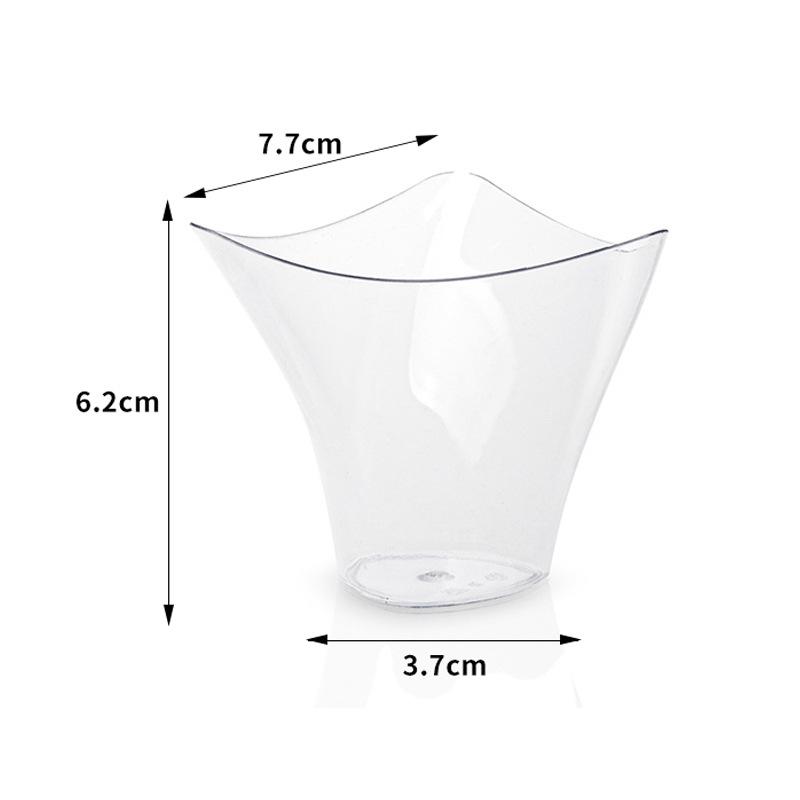 Set de Cupe Pătrate Transparente pentru Sos și Mousse cu Lingurițe - Perfect pentru Deserturi și Aperitive