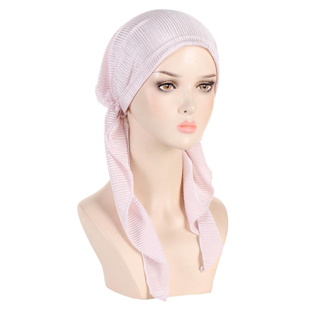 

Polyester Knit Beanie With Wrinkle Design And Tailed Drawstring For Winter And Summer Wear LightPink