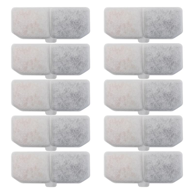 Filtro para Fuente de Agua para Gatos Paquete de 10 Filtro de Repuesto para Fuente Carbón Activado Elemento Filtrante Rectangular de Circulación de Agua para Mascotas