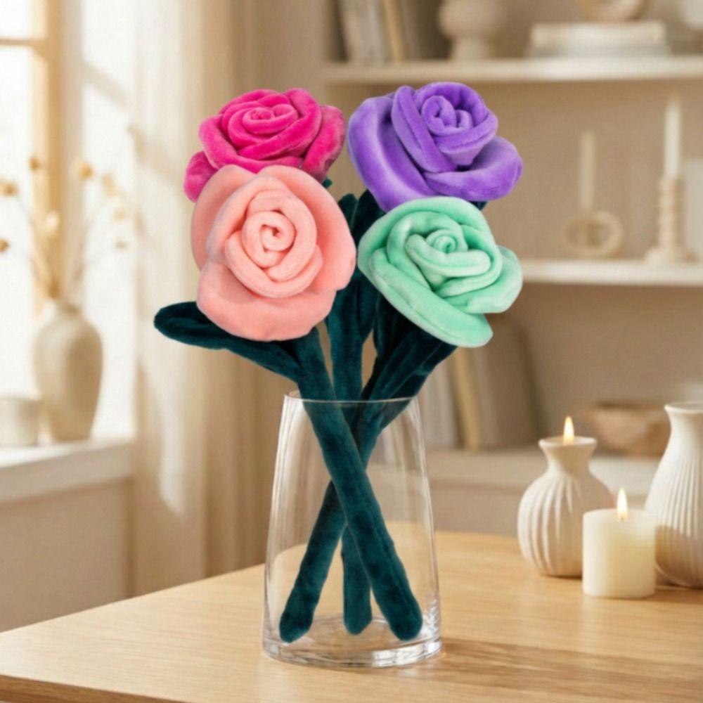 9 Colors Plush Rose Bouquet  Doll 28cm Colorful Rose Flowers Plush Toys  Romantic Gift