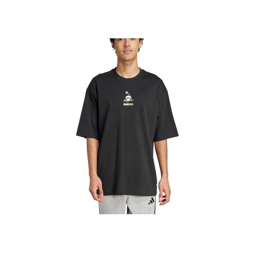 Adidas Panda Goal T Comfortable Breathable Round Neck Pullover Short Sleeve T-Shirt Unisex T-Shirts Black JZ3270