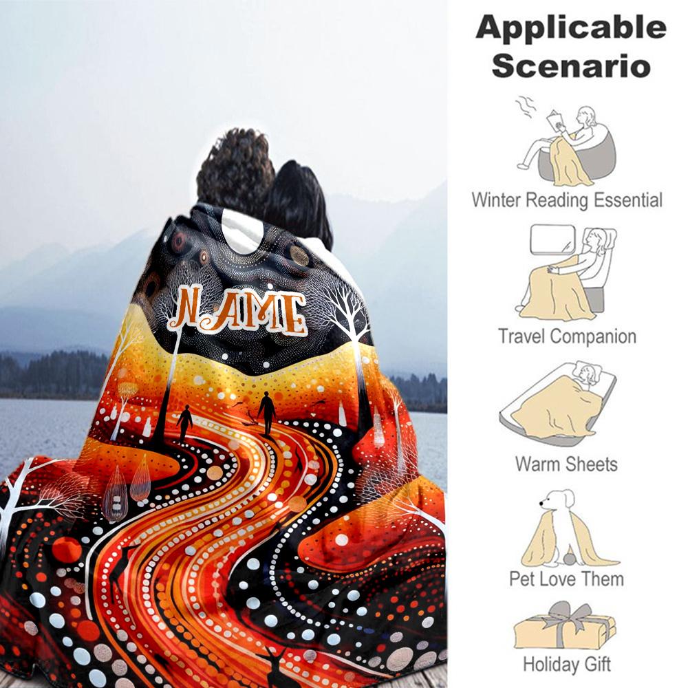 Australia Indigenous Customize Your Name Blanket Multi-purpose Personalized Blanket Ultra-Soft Suitable for Bed Sofa Home Decor Seaside All-Season Use