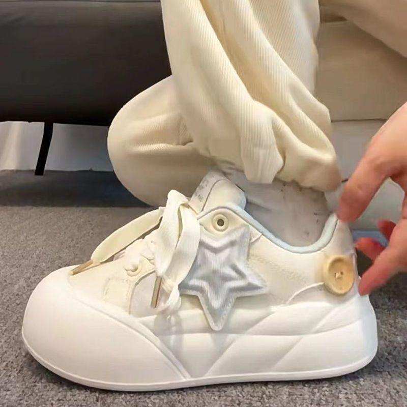 Cute ugly cute big head star bread shoes women's autumn new thick baseplate shoes student versatile round head