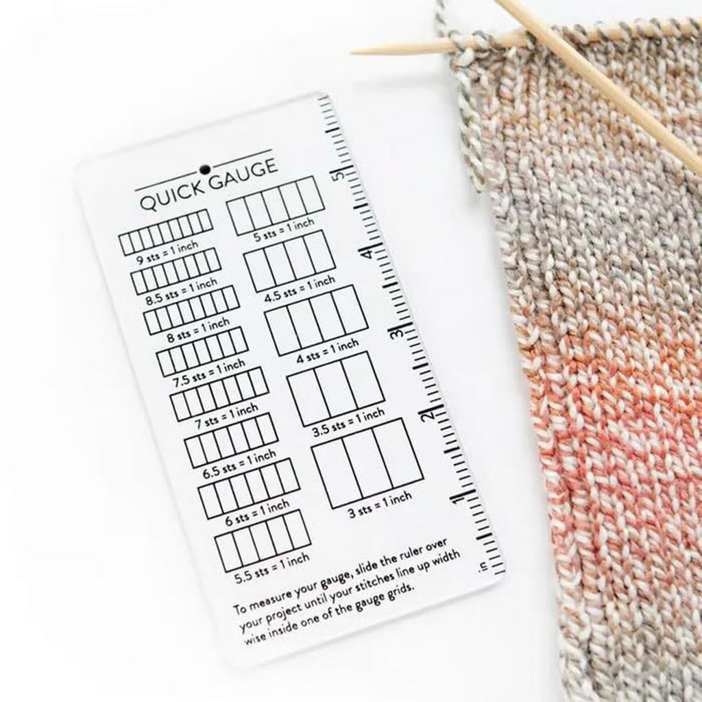 Quick Gauge Ruler for Knitting Crochet Needle Size Measure with Dual Metric Imperial Scale Portable Craft Tool 15x6cm