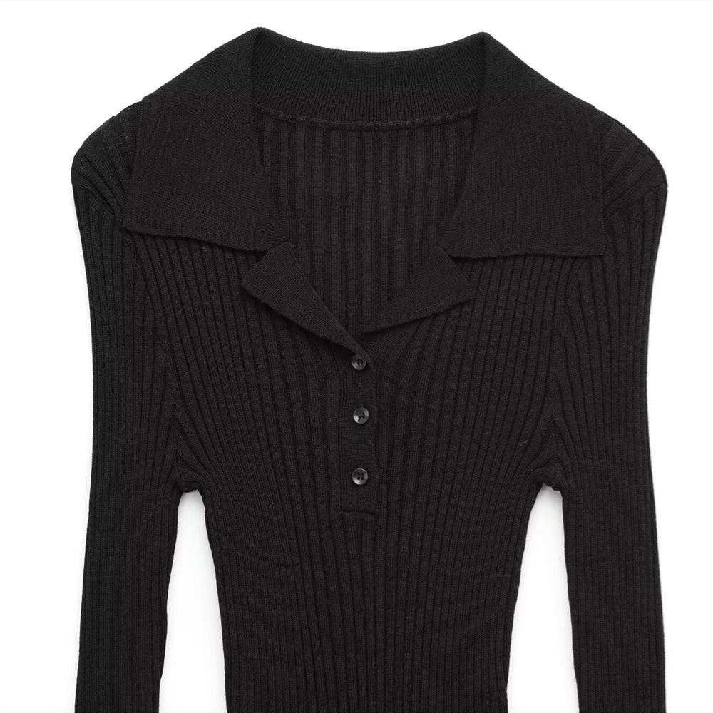 Spring/Summer 2025 Women's Slim Fit Ribbed Knit Polo Shirt