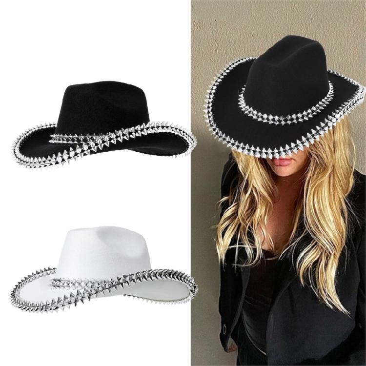 Hand Beading Rivets Studded Hat Cowboy Hat for Carnivals Music Festival