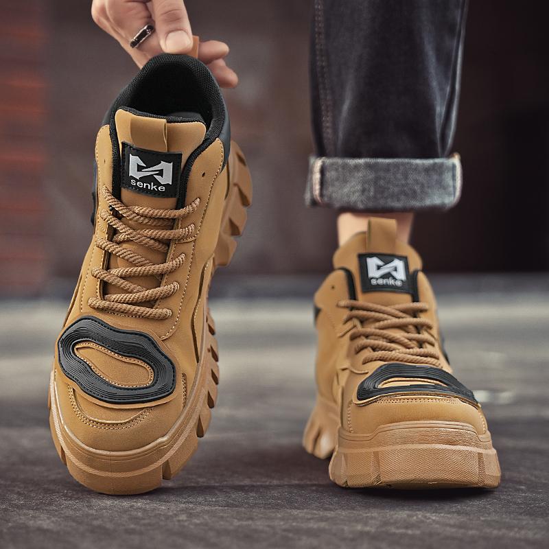 New Fashion Autumn And Winter Men's High Top Martin Boots Students Male Boys Trending Soft Sole Work Shoes Labor Protection Martin Sneakers