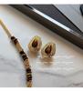 Vintage Maillard Kaffee Halskette & Tigerauge Ohrringe Set für Damen