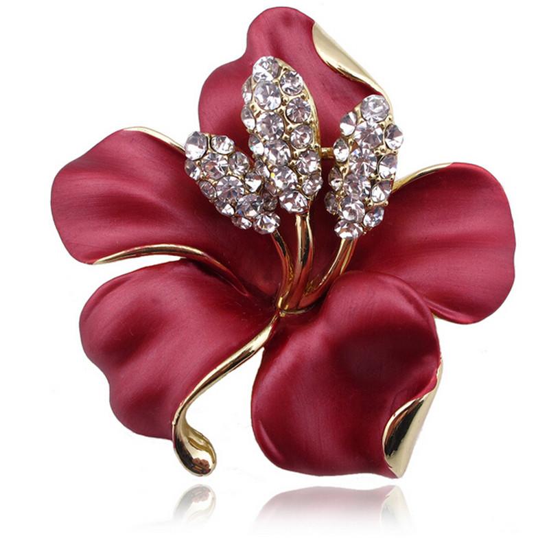 DIEZI Modische Koreanische Rose Blume Emaille Damen Broschen für Hochzeit Schal Strauß Brosche Pins Luxuriöser Strassstein Brosche Schmuck