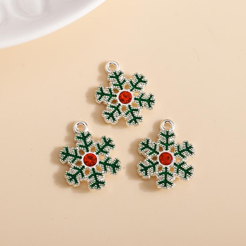 10pcs 17x21mm Cute Enamel Winter Snowflake Charms for Jewelry Making Christmas Earrings Pendants Necklaces DIY Crafts Supplies
