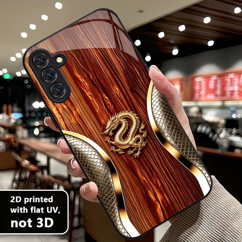 Sparkling Gold Dragon phone case s26 ultra case glass mobile phones for Samsung Galaxy S26 S25 S24 S23 S22 FE Ultra Plus