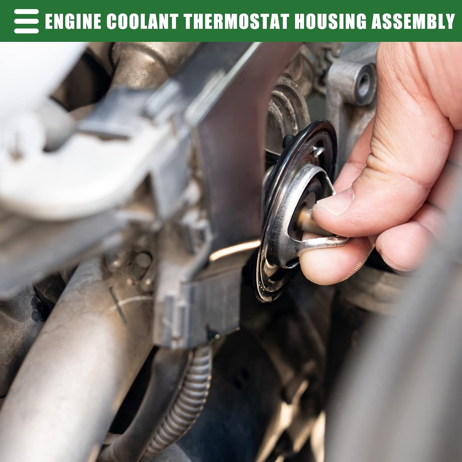 Motoforti Engine Coolant Thermostat Housing Assembly, for Mini Cooper 2002-2008, Plastic, 11537512733, Black