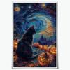 2D 1pc Black Cat    Pumpkin Halloween Canvas Painting - Unframed Wall Art with Bat, Castle    Starlight