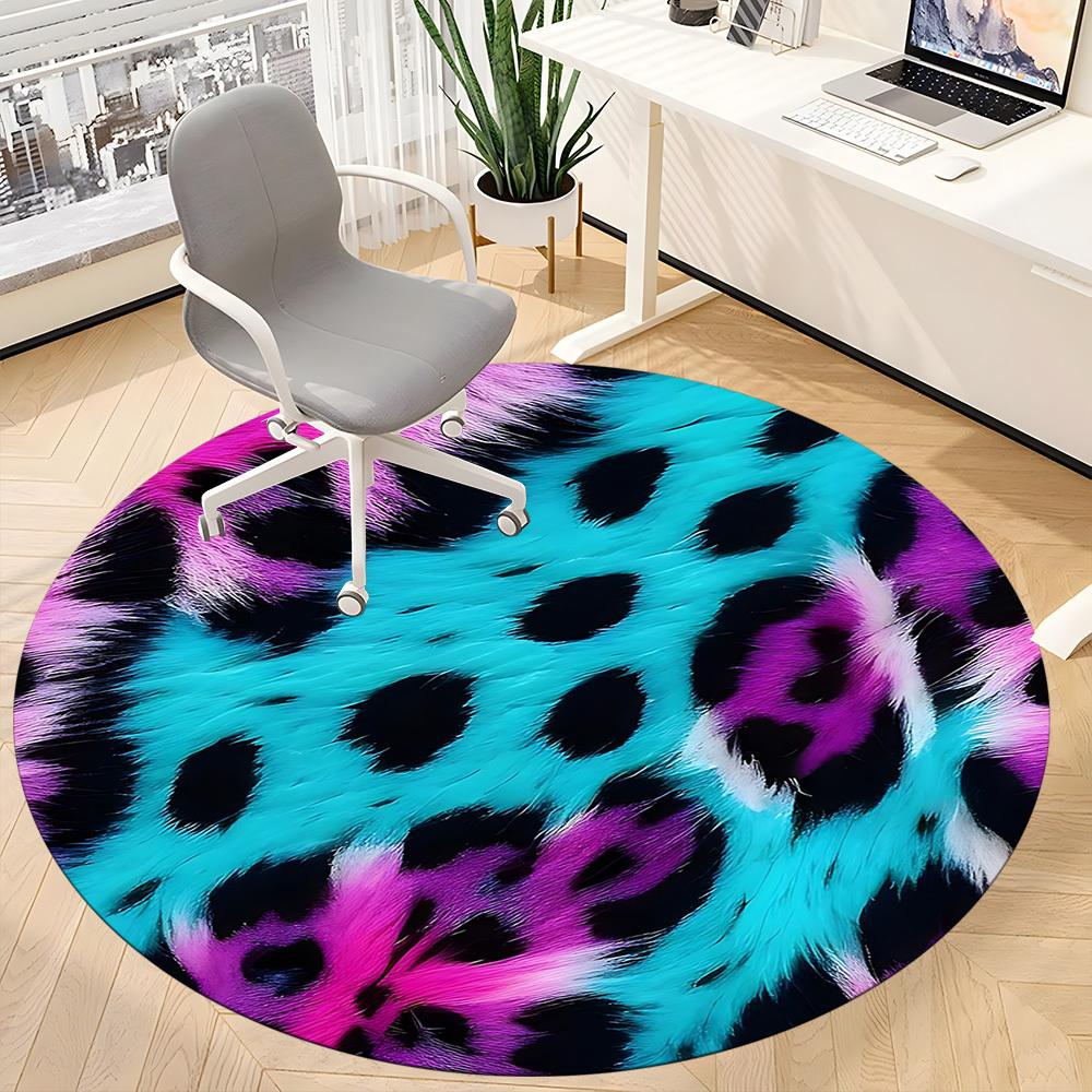 1pc Cheetah Print Vibrant Office Round Area Rug, Mat Suitable ForOffice, Under Office Chairs Bedroom Living Room Home Decor, Room Deco